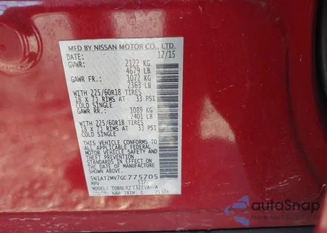 2016 Nissan Rogue Sl z USA, uszkodzony, nr VIN 5N1AT2MV7GC775705